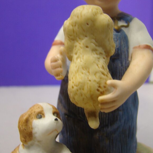 Pair of HOMCO Denim Days Figurine Set #1503 Puppy Love 1985 Home Interiors - Picture 13 of 16